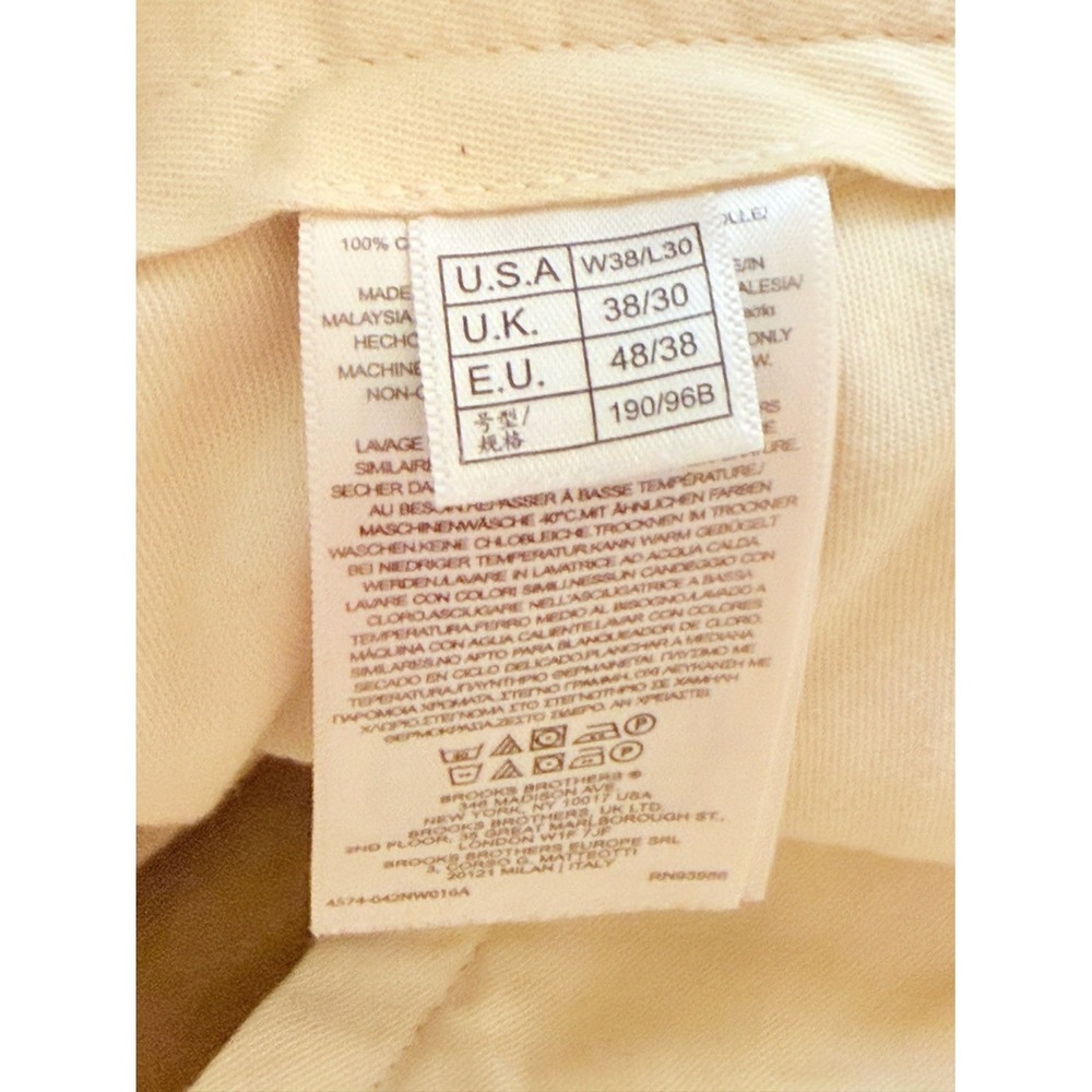 Brooks Brothers Elliot Tan Pleated Cuffed Advantage Chino Pants 38 x 30 - Picture 8 of 10